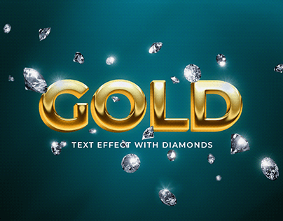 Gold Text Effect with Diamonds