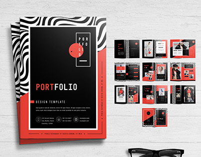 Portfolio Layout with Red and Black Accents