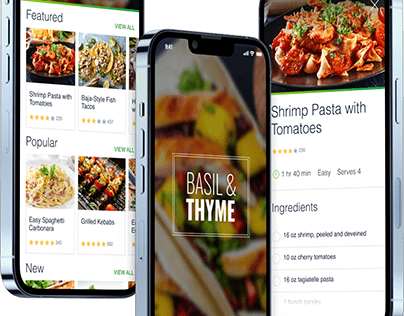 Basil & Thyme | Linkedin Recipe Mobile App Project | UI