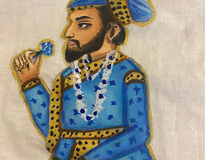 Shahjahan and Mumtaz  - Fabric Painting