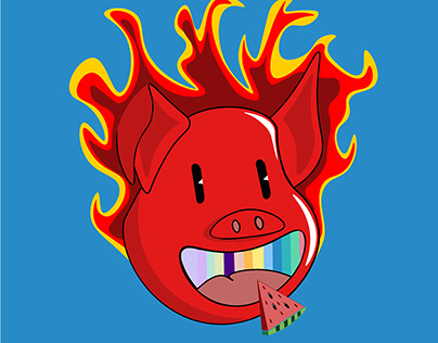 Pig on fire