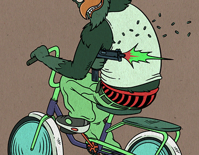 cyclist with a gun