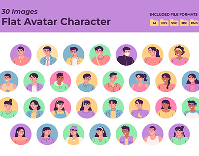 Flat People Avatar Character Illustration