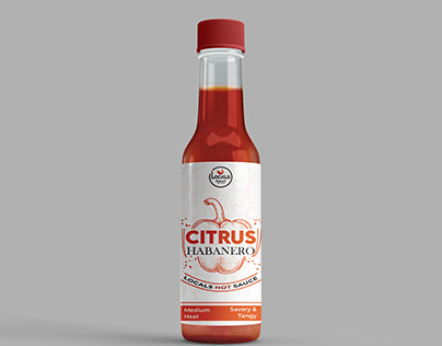 Citrus habanero hot sauce bottle label design