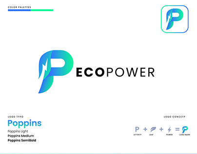 Naturepower Logo Design - letter p+leaf+power