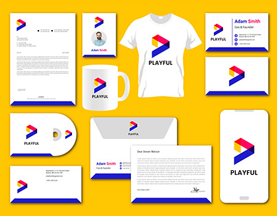 Playful p letter logo brand style guide case study