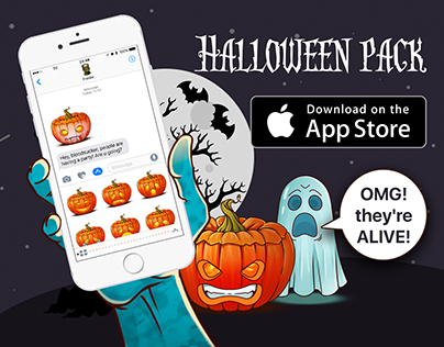 Halloween pack. Animated stickers for iMessage