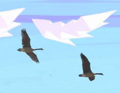Abstract painting: Canadian geese 1