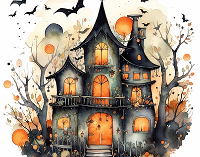 Halloween Hunted House Clipart