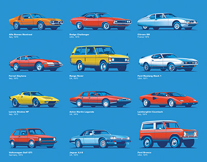 The iconic cars of the decade poster series