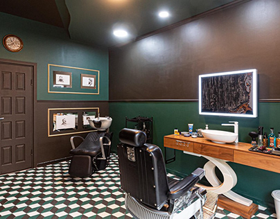 Private barbershop interior