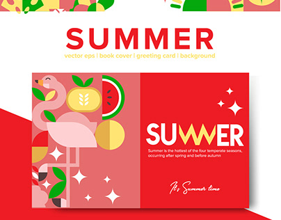 SUMMER GEOMETRIC GREETING CARD VECTOR FREE DOWNLOAD