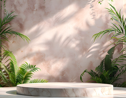 luxury tropical marble padium beige background