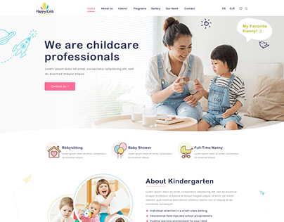 Baby Care&Kindergarten School Website Landing Page