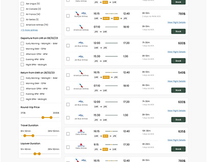 Flights Listing Page