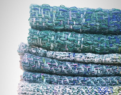 Handwoven scarves: green and blues