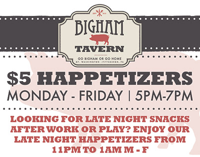 Bigham Tavern Happetizer Menu