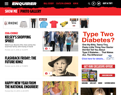 Web design: Redesign of the National Enquirer's website