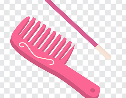 pink comb Realistic 3D render Vector illustration