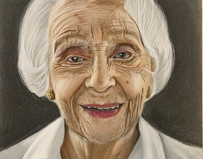 Портрет пожилой женщины. Сухая пастель.