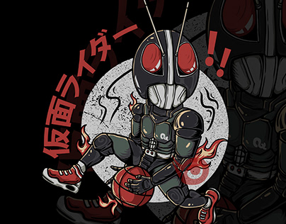 Kamen rider playing basketball with cool freestyle