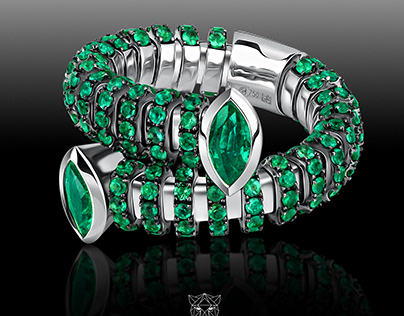 Project thumbnail - Retouching a white gold bracelet with emeralds