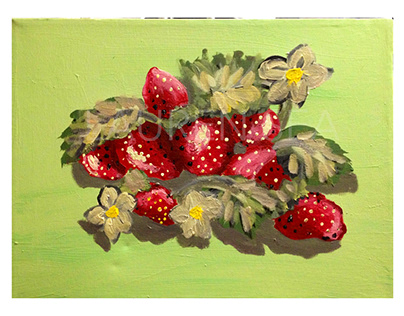 Fine Art Acrylic Painting Strawberry