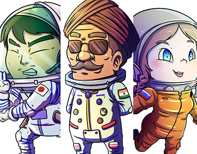 Astronaut crew from various countries in my style