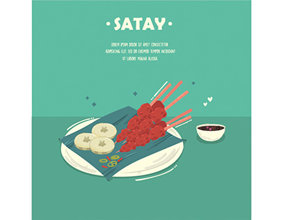 Delicious Satay Indonesia Food Illustration