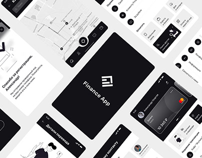 Mobile app concept. Black and white bank "Finance"