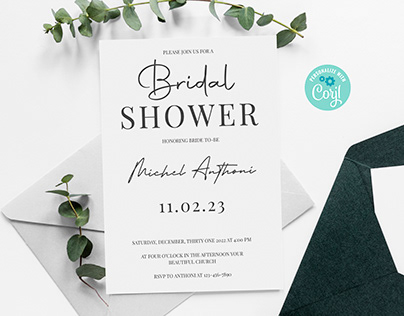 Modern Minimal Bridal Shower Invitation