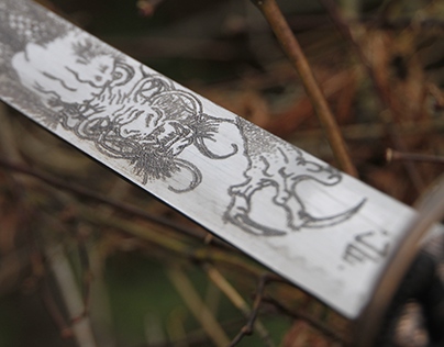 Engraving katana