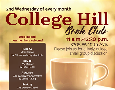 College Hill Book Club Flyer