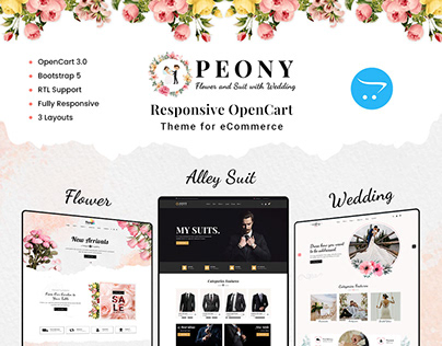 Peony - Flower and Suit with Wedding - Ecommerce theme