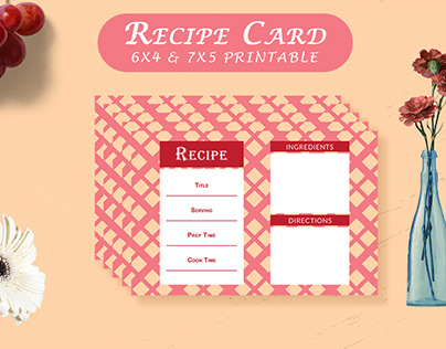 Free Recipe Card Printable Template V14