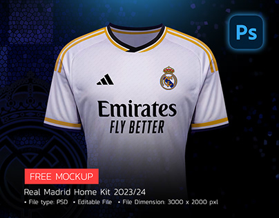 Real Madrid Jersey 2023 FREE Mockup Template