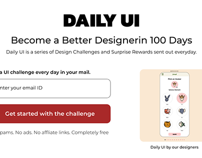 Daily UI, Day 100 - Redesign Daily UI Landing Page