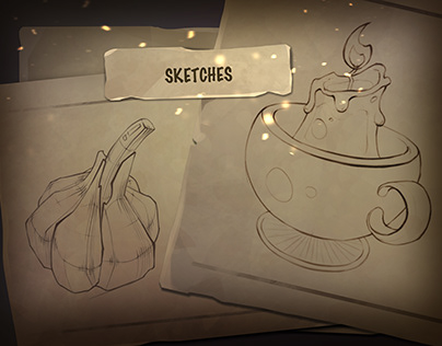 Sketches of objects/sketches of food