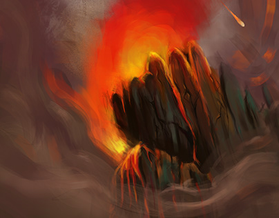 Erupted Volcano Digital Painting