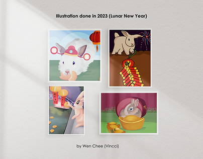 Illustrations of Rabbit for Lunar New Year 2023