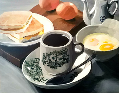 Canvas Painting: Breakfast of Hainan Kopitiam