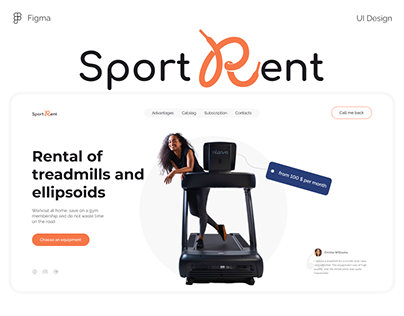 Landing page for renting treadmills and ellipticals