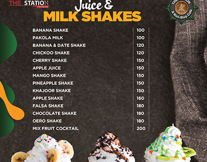 milk shakes menu design