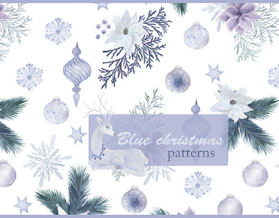 Blue Christmas patterns collection