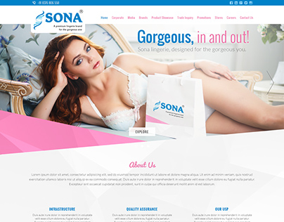 Homepage design for Sona Lingerie