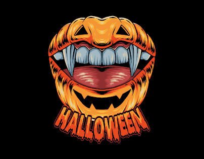 Lip shaped halloween pumpkin with pretty vampire teeth