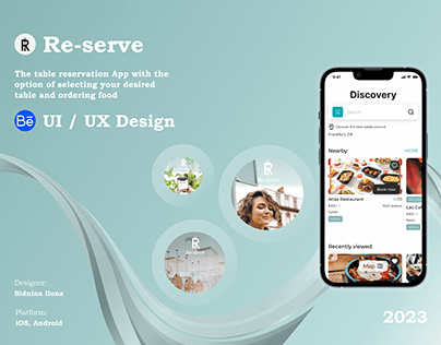 UI / UX Design of the table reservation App