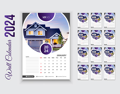 Modern & Stylish Layout Calendar Design For 2024.