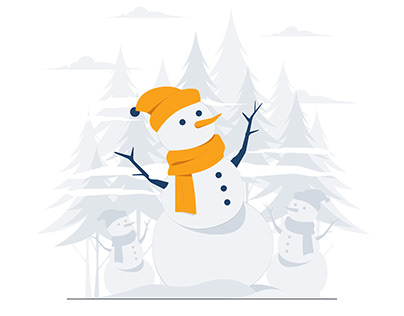 Snowman in winter Christmas new year illustration