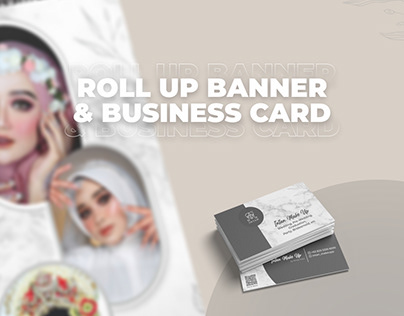 Roll Up Banner & Business Card Mockup for Intan Wedding